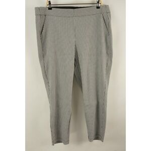 Max Studio Woven White Black Check Stretch Pull On Work Pant Women's 1X Crop